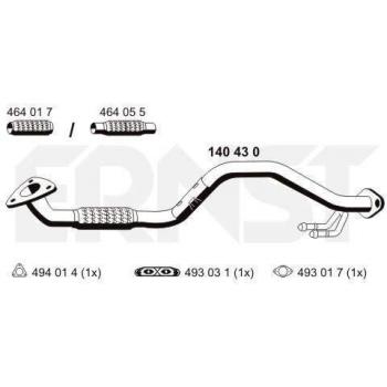 Tubo de escape delantero ERNST para VAG 1K0254304P 1K0254304C 140430