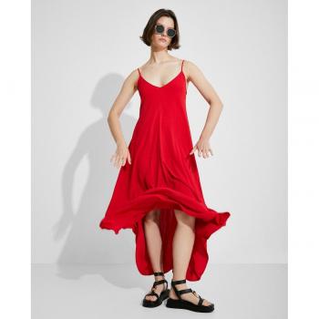 Vestido largo de cuello en V con tirantes