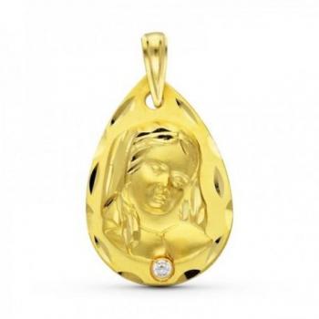 Medalla Virgen Niña Oro 18k Colgante Comunión 22mm
