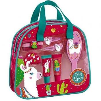 Lorenay Bolsa Maquillaje, Accesorios Cabello Cepillo de Serie Unicorn Love, Pretty Alpaca Neceser, 40 cm, Multicolor