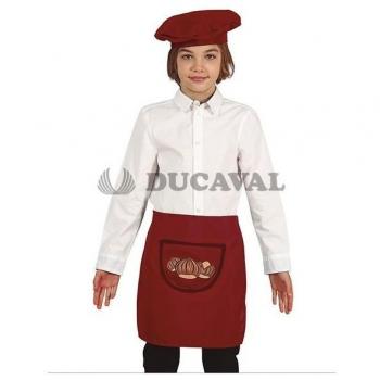 CASTAÑERO MARRON (DELANTAL Y SOMBRERO) INFANTIL
