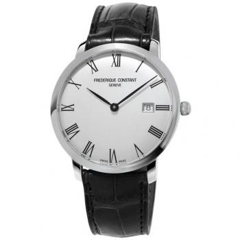 Reloj Hombre Frederique Constant FC-306MR4S6, automático, caja de acero inoxidable, esfera negra con índices plateados, cristal de zafiro resistente a rayaduras, fondo transparente, correa de piel marrón