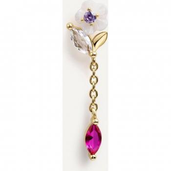 Piercing largo Azalée en Plata 925 con baño de oro 18k y forma de flor de nácar