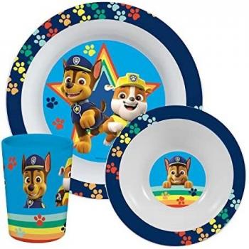 Set de Desayuno Infantil Paw Patrol, 3 Piezas, Plástico Apto para Lavavajillas y Microondas