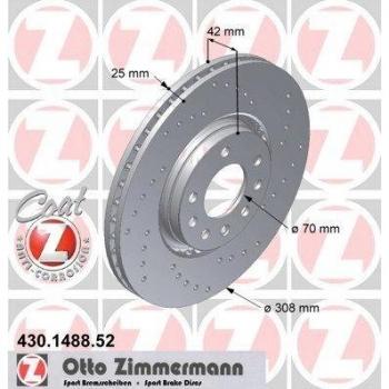 Disco de freno perforado ZIMMERMANN 430.1488.52 para Opel, Saab y Vauxhall (Corsa D, Zafira B)