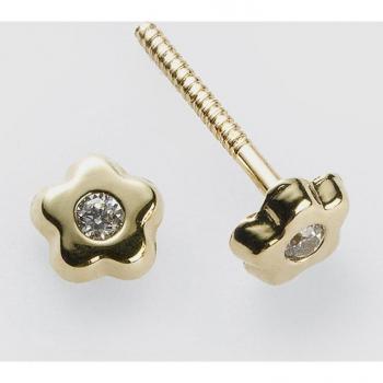Pendientes de bebé de oro amarillo y circonita