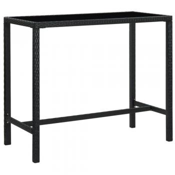 vidaXL Garden Bar Table Black 130x60x110 cm Poly Rattan and Glass