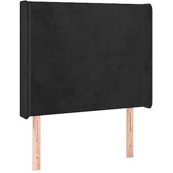 Cabecero con Orejas de Terciopelo Negro 83x16x118/128 cm