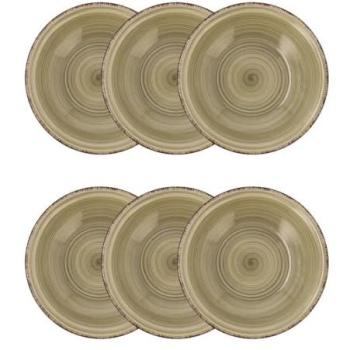 Juego de 6 Platos Hondos Vita Natura de Cerámica y Gres - Apto para Microondas, Apilables y con Colores Naturales