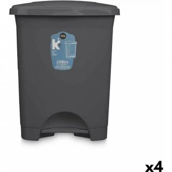 Papelera con Pedal Antracita Plástico 30 L (4 Unidades)