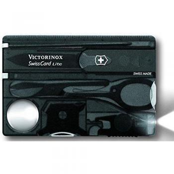 Victorinox Swisscard Lite - Navaja multiusos formato tarjeta, con luz LED, 4,5 x 82 mm, 26 g, color negro