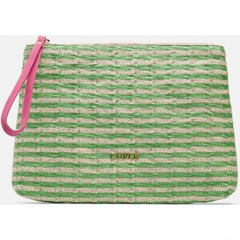 Cuplé Cartera de mano mediana en rafia verde con diseño elegante