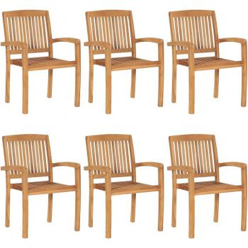 Stackable Teak Wood Garden Chairs Set of 6