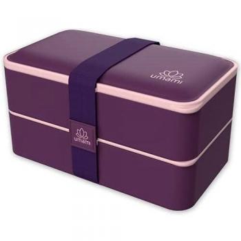 UMAMI Bento Lunch Box , 2 Recipiente 3 Cubiertos , Tupper Compartimentos Estilo Bento Box Japonés , Porta Alimentos Hermético , Microondas y Lavavajillas , Fiambrera Para Adultos/Niños , Zero Waste