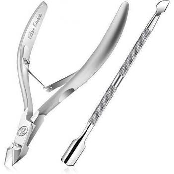 Professional Grade Stainless Steel Cuticle Nipper with Cuticle Pusher - Durable Cuticle Remover and Cutter