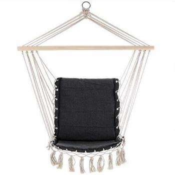 Silla Colgante de Jardín Gris 150kg 55x100cm con Flecos