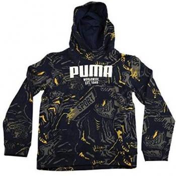 PUMA Alpha AOP Hoody FL B Sudadera, Niños, Peacoat, 104