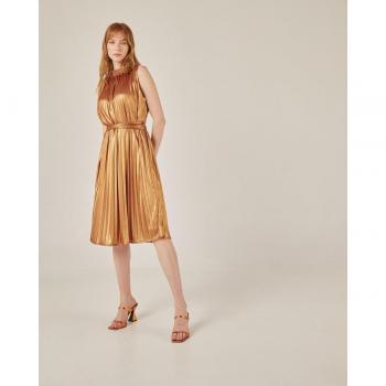 Vestido midi plisado metalizado NIZA