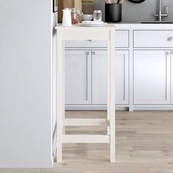 Mesa alta de bar de madera maciza de pino blanco 50x50x110 cm