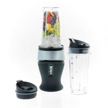 Ninja QB3001EUS Batidora de Vaso Individual para Smoothies 700W con 2 Vasos de 470 ml, Negro y Plata