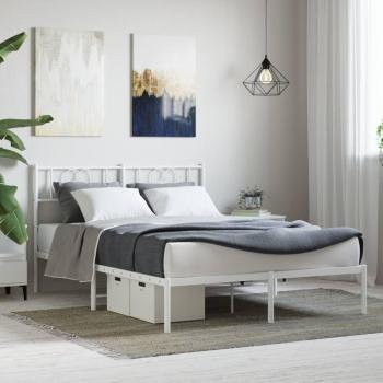 Cama de metal blanca con cabecero 120x200 cm Vidaxl