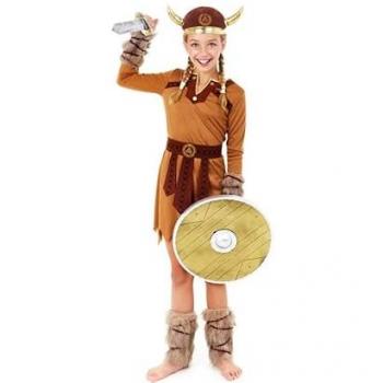 Disfraz de Vikinga Marrón Guerrera para niña - Talla 3 a 4 años