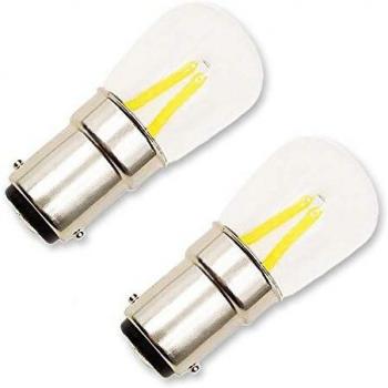 Bombilla Bayoneta LED 220V para Maquina de Coser, 150LM, Ba15D LED 2W Sustituir Incandescente 15W, Luz Calida 2700K, 2 Puntos de Conexión, Bombilla Vintage LED B15D Pequeño, pack de 2