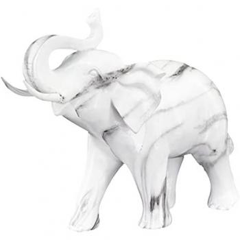 Figura Decorativa Elefante Blanco de Resina Efecto Mármol 22 cm - Signes Grimalt
