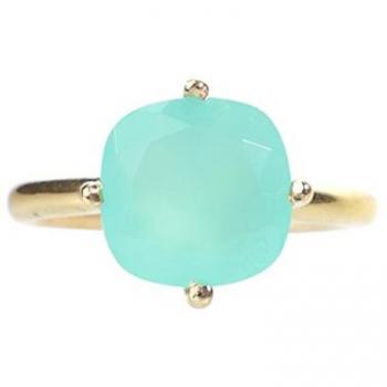 Ailoria Églantine Women's Gold Plated Ring with Aqua Chalcedony