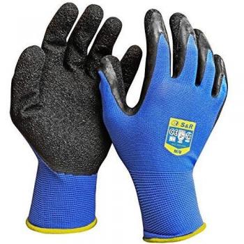 S&R 12 Guantes de Trabajo de Nylon y Latex – 12 pares - Talla M/8