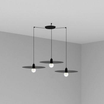 Lámpara colgante plana de acero negro con 3 bombillas E27 de 60W