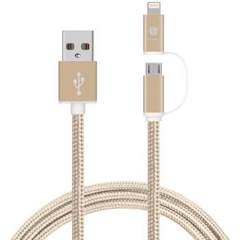 Cable Micro USB, HUNDA 1M 2 en 1 cable USB de carga y datos de trenzado de Nailon [Apple MFi Certified] cable de carga lightning para todos dispositivos Android y iPhone 6/ 6 plus/7/ 7 plus/ iPad Air 1/2 iPad mini1/2/3 etc.