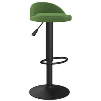 Taburete de cocina de terciopelo verde oscuro ajustable moderno para bar y mostrador