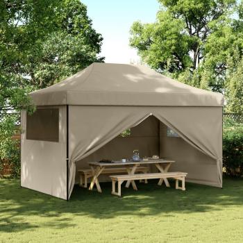 Tienda de fiesta plegable Pop-Up con 4 paredes laterales taupe Gris Topo