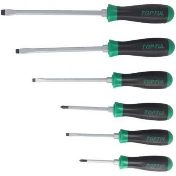 Kit de atornilladores TOPTUL GAAE0608, incluye 6 destornilladores ranurados y 5 destornilladores estrella (PH) en tamaños 5.5, 6.5, 8,
