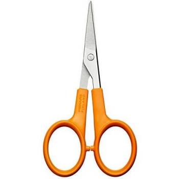 Fiskars Tijeras de Bordado, Longitud: 10 cm, para diestros y zurdos, Hoja de acero inoxidable/Mangos de plástico, Naranja, Classic, 1005143