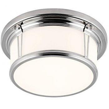 Plafón Woodward 2 luces, níquel pulido y vidrio, IP44, dimmable