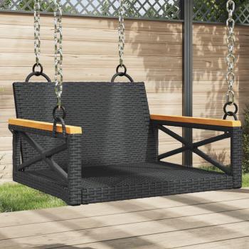 Banco columpio de ratán sintético negro 63x62x40 cm en Polyrattan