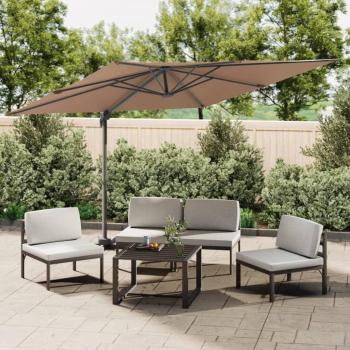 Sombrilla Colgante con Poste de Aluminio Gris Taupe 400x300 cm - Protección UV - Diseño Inclinable y Giratorio