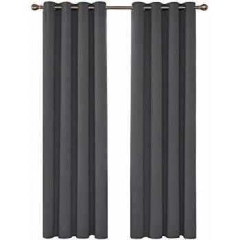 Deconovo Cortina Opaca para Habitación Térmica Aislante con Ojales 2 Piezas 140 x 260 cm Gris Oscuro