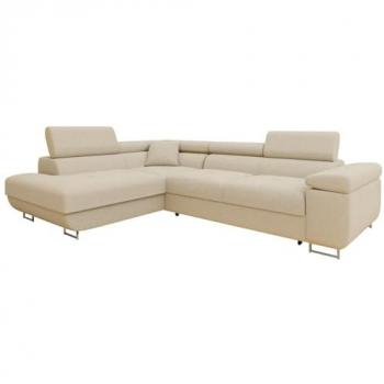Sofá rinconero Comfivo S101 con función de descanso y caja de ropa de cama, 274x203x70cm