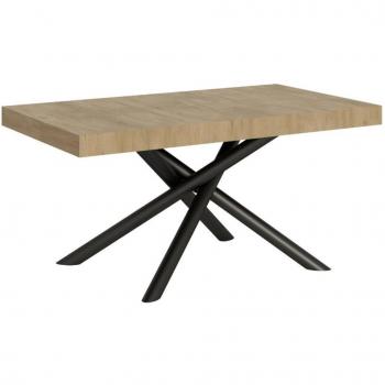 Mesa extensible 90x180/440 cm efecto madera roble natural, hierro