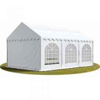Carpa para fiestas 4x6 m, PVC 750 ignífugo, con base reforzada, blanca