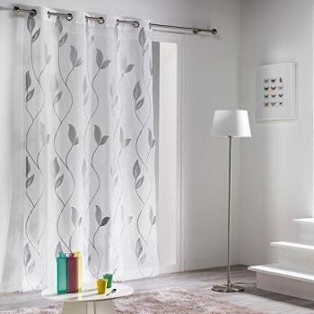 Douceur D'Intérieur  - 1623715, Visillo Con  Anillas , 140 X 240 Cm , Lydia , Visillo Bordado , Gris