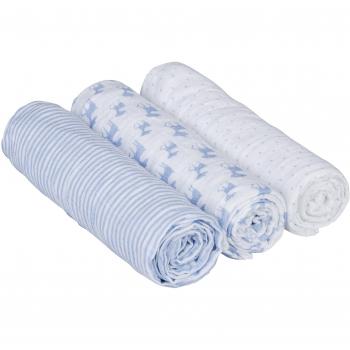 LLELAM transparente CVP S01 tala, Manta Swaddle gasa y Burp L-Lela, 3 piezas surtidas, 85 x 85 cm, de color azul claro