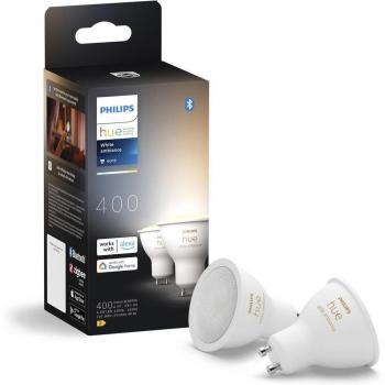 Bombilla LED Reflector Philips Hue White Ambiance GU10 Pack Doble Wifi & BT 4,2 W