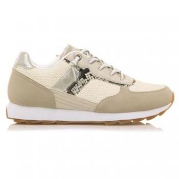 Zapatillas de Mujer Tipo Running Bajas MTNG Sai con Cierre de Cordones en Blanco y Piedra