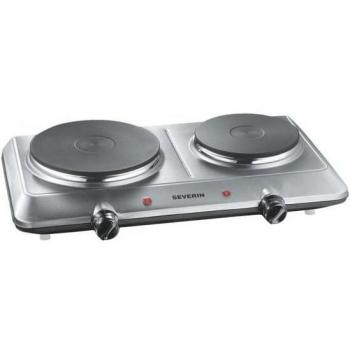Severin DK 1014 Placa Eléctrica Portátil de Mesa, 2 Fuegos, Acero Inoxidable Pulido, 2500 W