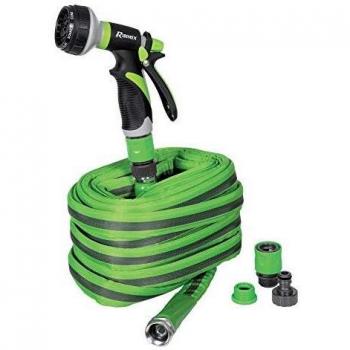 Kit de riego Pro Flatex - Tubo plano 15m con accesorios y pistola multichorro