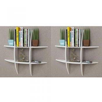 vidaXL 2X Estanterías Pared Blanco Librería Biblioteca Salón Decoración Casa